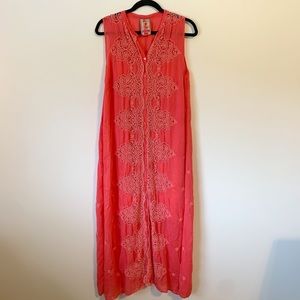 Johnny Was pink maxi dress.